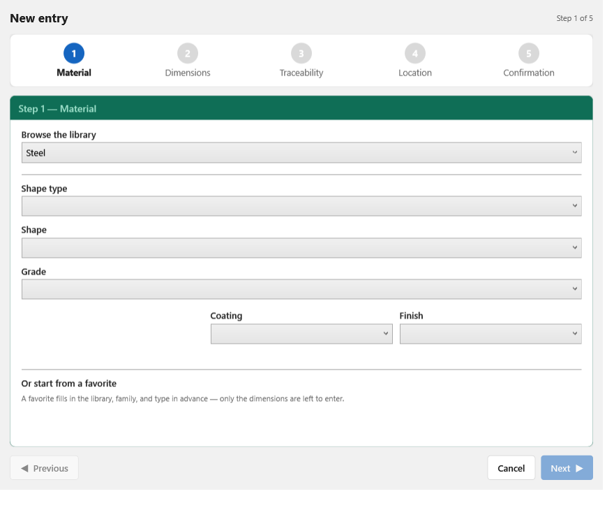 SysCut Inventory receiving wizard